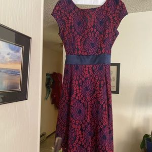 Vintage floral lace cocktail evening party dress